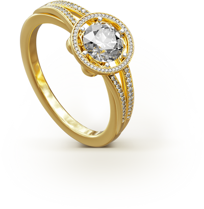Golden diamond ring transparent background