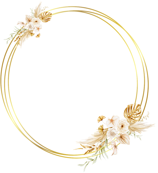 Gold circle frame With Flower