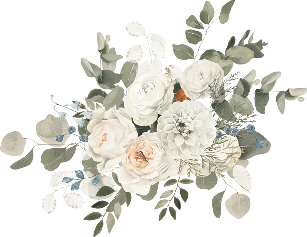 White Flower Bouquet Watercolor