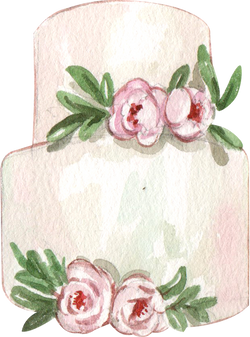 Watercolor Wedding Cake with Flowers Illustration